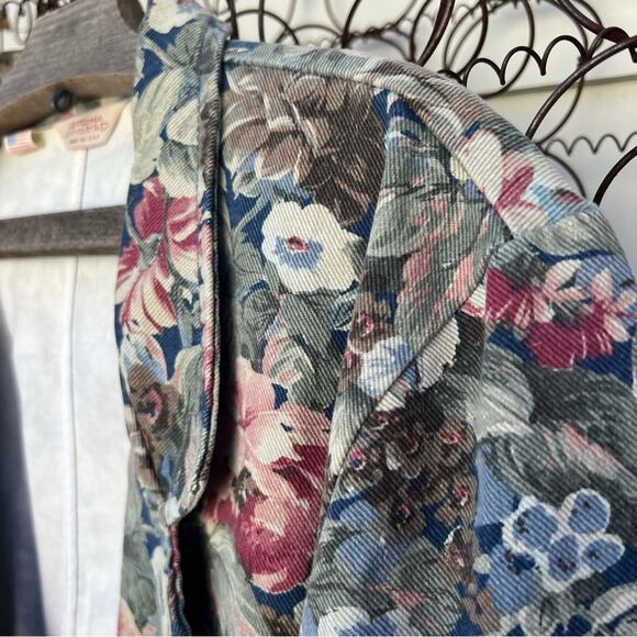 Vintage 90s gotcha covered floral cotton single button boxy blazer LARGE - Picture 3 of 6